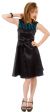 Satin & Lace Short Dress with Detachable belt in Black/Teal